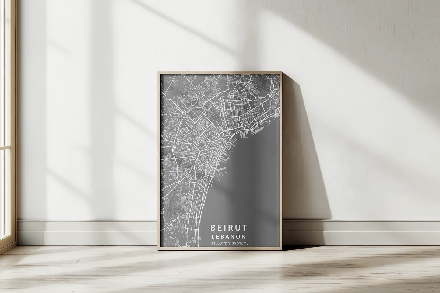 Beirut grey cityscape map