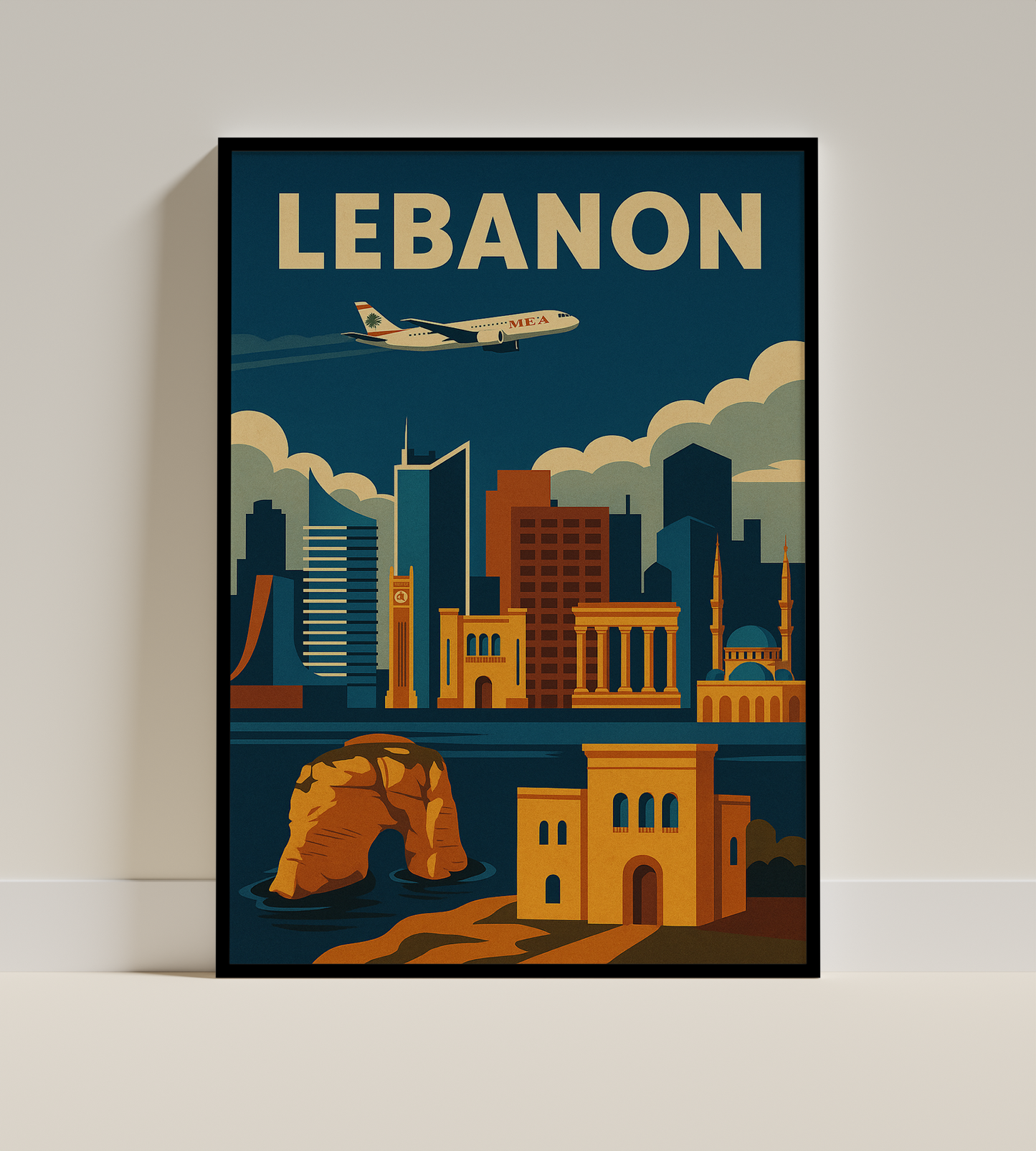 Lebanon blue map design